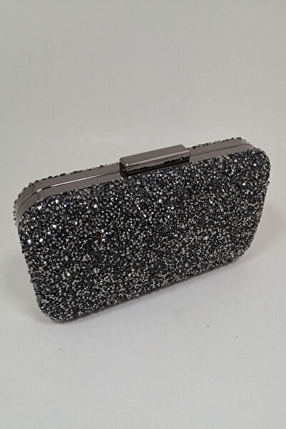 PARKTAN Yakamoz Hematit Kadın Taşlı Abiye Clutch Portföy Çanta