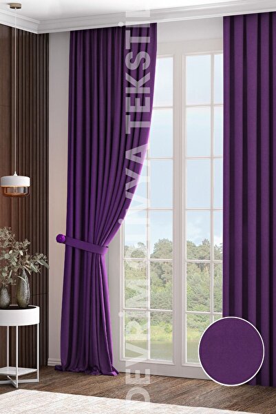 SHY TEKSTİL Lüks 1. Sınıf Özel Dikim Mor Blackout Işık Geçirmez Fon Perde Eks...