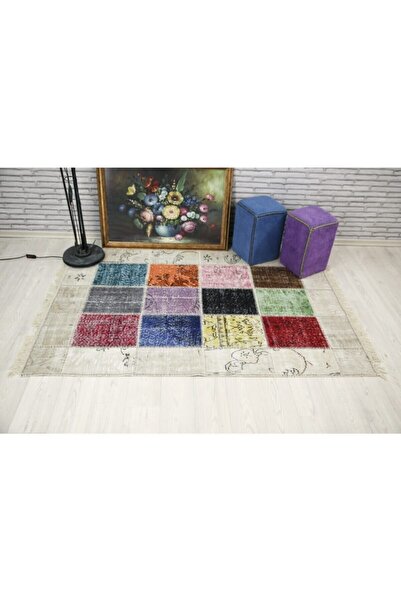 Madalyon Bej Yün Anadolu Patchwork Halı