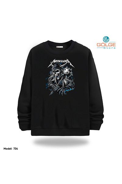 Gölge Store Metallica Chest Printed Slimfit Crew Neck 2 Thread Unisex Sweatshirt