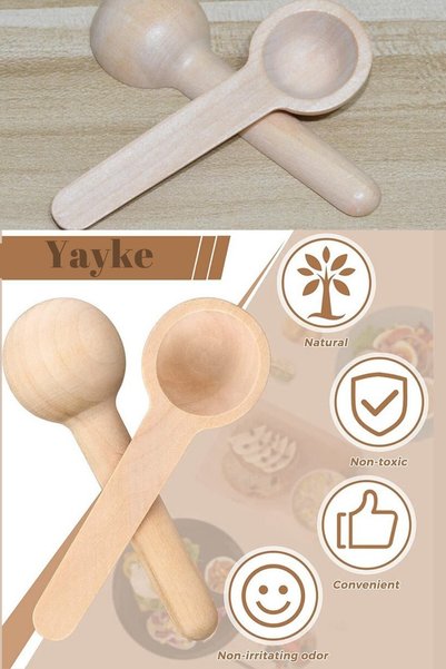 Yayke Mini Wooden Spoons Spice Salt Spoons Spice Jam Coffee Condiment Honey Teas Sugar (12 Pieces)