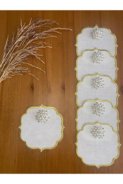 Smiling Home 6 bucăți lenjerie lenjerie de culoare aurie șervețel elegant de ...