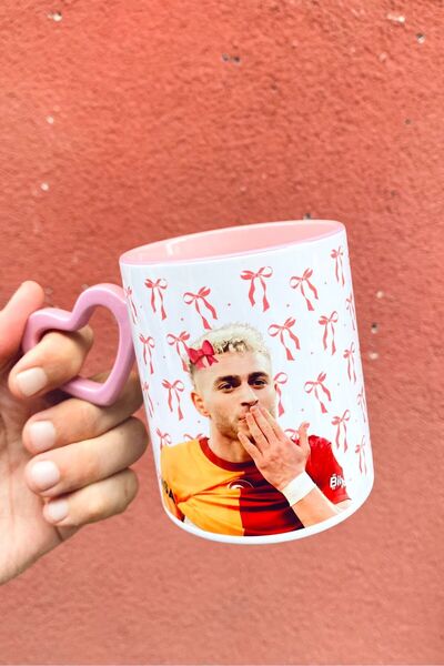 Namgo Barış Alper Yılmaz Kalp Kulplu İçi Pembe Kupa Bardak