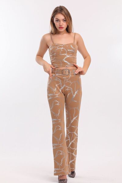 Sense Scuba Тканина - Візон Срібний Ланцюжок Іспанські Штани | Pnt33581