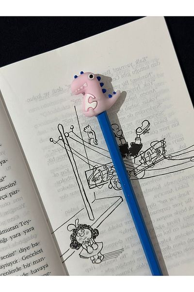 odaburada Pink Dinosaur Figure Cute Pencil Ornament-Pen Head