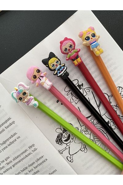 odaburada Cute Pen Ornament with Lol Doll Figure Set of 5