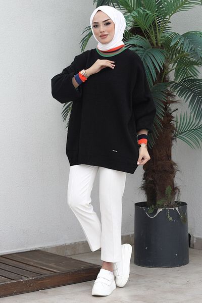 Egelite Turtleneck Hijab Knitwear Tunic - Balloon Sleeve Winter Tunic