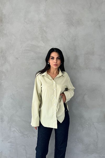 Seda Yalçın Atelier Green and White Striped Shirt Design