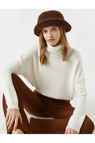 Koton Turtleneck Ribbed Oversize Knitwear Sweater