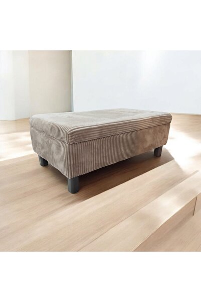 pufftable sandıklı orta sehpa puflu , çizgili kadife kumaş antrasit