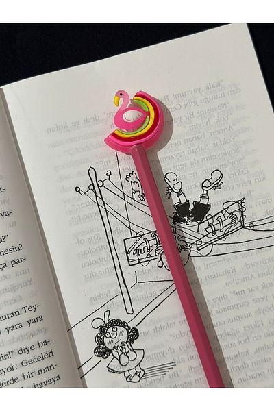 odaburada Cute Pencil Ornament-Pencil Head with Pink Flamingo Figure