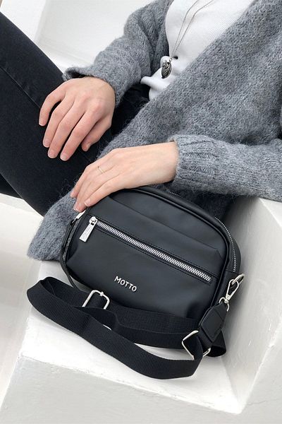 MOTTO Women's Brand Satin Fabric Cross Column Strap Adjustable Waterproof 3 Compartment Zipper Bag