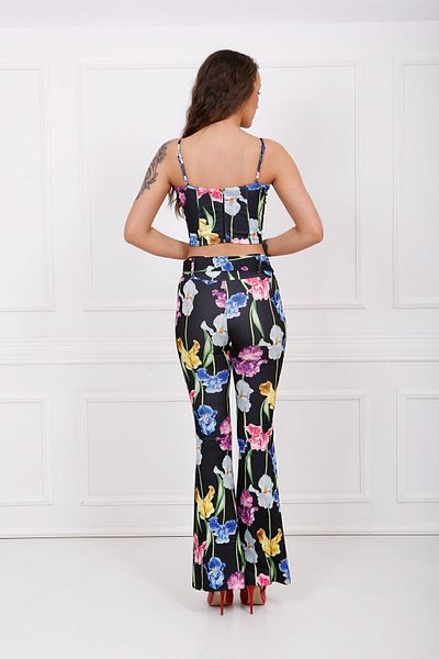 Sense Pantaloni tricotați cu picioare spaniole cu model de lalele - Pnt33443