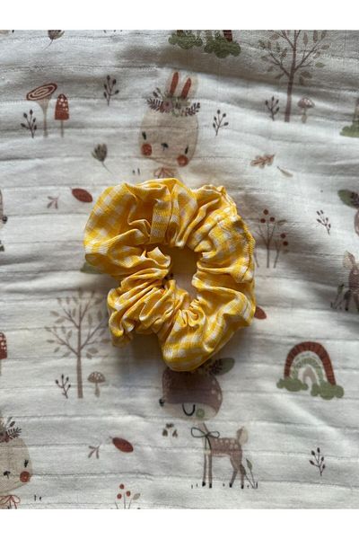 odaburada Yellow Color Gingham Women's Bagel Hair Clip