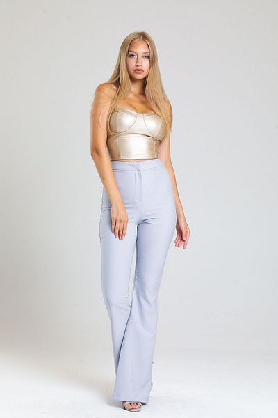 Sense Atlas Fabric Spanish Leg Trousers - Pnt32926 Gray