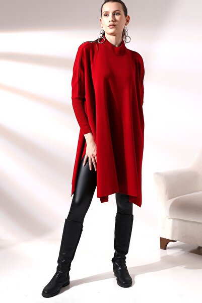 Devinka Women's Oversize Long Slit Knitwear Poncho Sweater