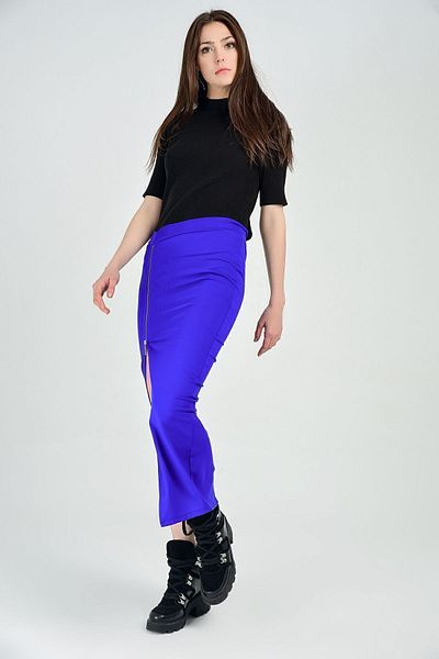 Sense Metal Zippered Diving Skirt with Slit on the Front| Etk13348 Saks