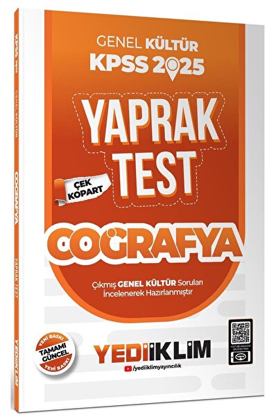 Yediiklim Yayınları 2025 KPSS Genel Kültür Coğrafya Çek Kopart Yaprak Test