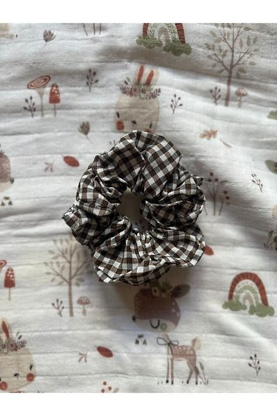 odaburada Dark Brown Gingham Women's Bagel Hair Clip
