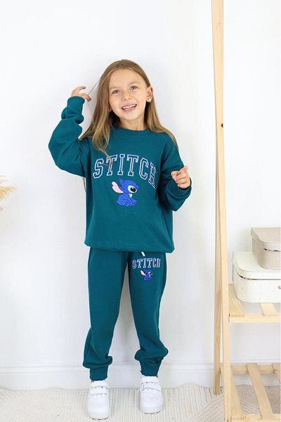 YARENKİDS Girl's Lycra Compact 3 Thread Tracksuit Set