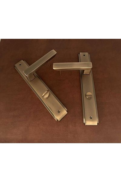 KOLDOOR Bella Antique Yellow - Luxury Zamak Mirrored Wc Bathroom Door Handle, Left Push 1 Set