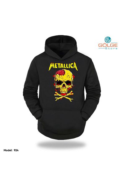Gölge Store Metallica Chest Printed Oversize Unisex Hooded Sweatshirt
