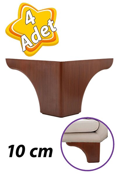 GLASWEN 4 Adet Açelya 10 cm Ceviz Ahşap Desenli Lüx Mobilya Kanepe Sehpa Ünit...