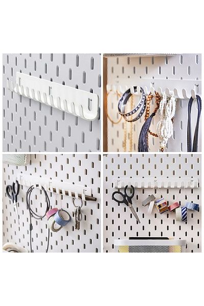 IKEA Skadıs 28 Cm Multi-Purpose Steel Panel Part with 13 Hooks White