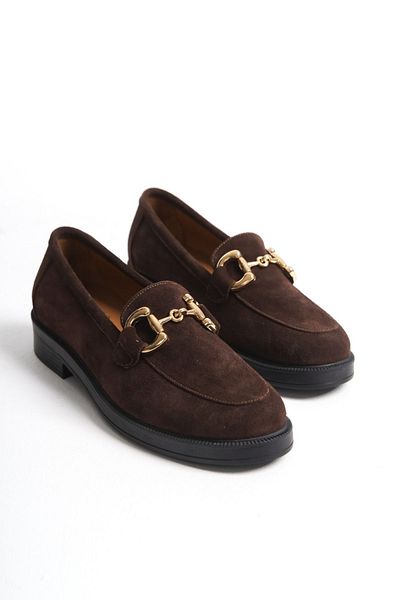 GNS Shoes Brown Genuine Suede Leather Loafer - Buckle