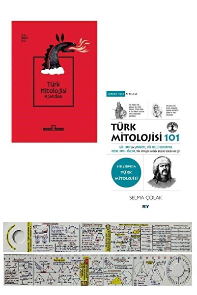Timaş Yayınları Türk Mitolojisi Ajandası + Türk Mitolojisi 101 2 Kitap Set + Matematik Öğreten Ayraç