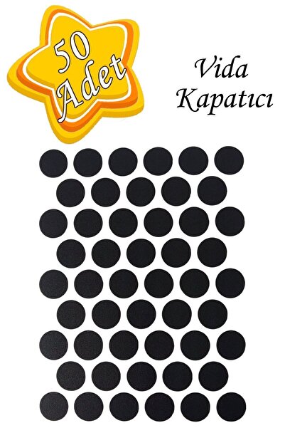 GLASWEN 50 ADET Siyah Vida Kapatıcı Yapışkanlı Vida Tapası Tıpası Kapağı Vida Gizleyici