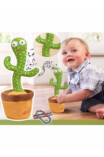 Genel Markalar Fx Konuşan Dans Eden, Müzikli Işıklı Saksı Kaktüs Peluş Oyuncak Star Collection 210035