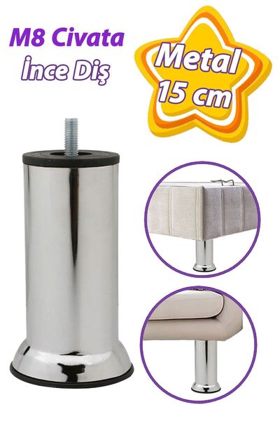 GLASWEN Metal Destek Ayağı 15 Cm Krom Mobilya Kanepe Baza Koltuk Ünite Ayakla...