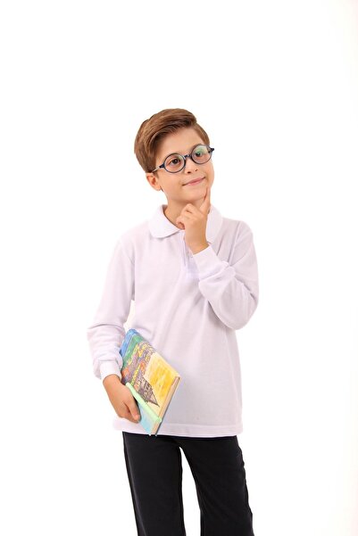 Perendi Λευκό μακρυμάνικο φούτερ για αγόρι με λαιμόκοψη