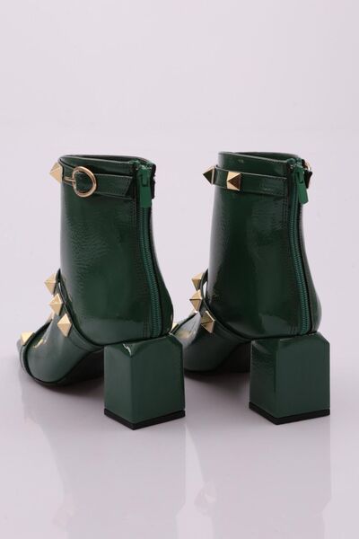 DGN Γυναικείες μπότες με τακούνι Trock Πράσινο τσαλακωμένο λουστρίνι 213112821