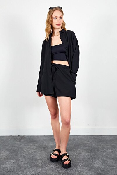 EDITION WOMAN Cămașă neagră de damă Shalush - Mks 166728 -01-6728