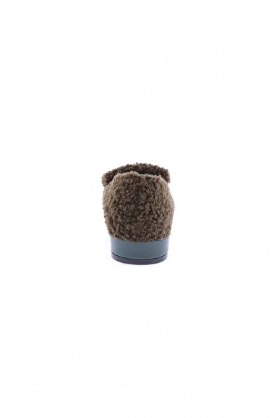 DGN Metal Tokalı Peluş Kadın Loafer Ayakkabı Yeşil Peluş 6381535