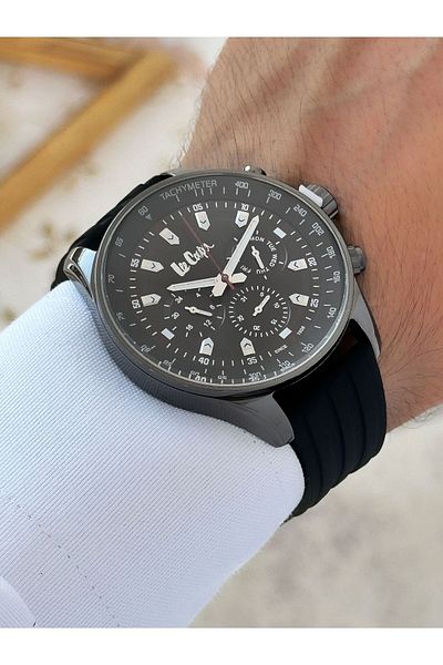 Lee Cooper 5 ATM Waterproof Men's Wrist Watch with Silicone Cord - Functions Active
