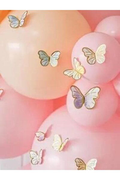 BALON HOME Rengarenk Kelebek Stickerı, Yapışkanlı 60 LI Kelebek