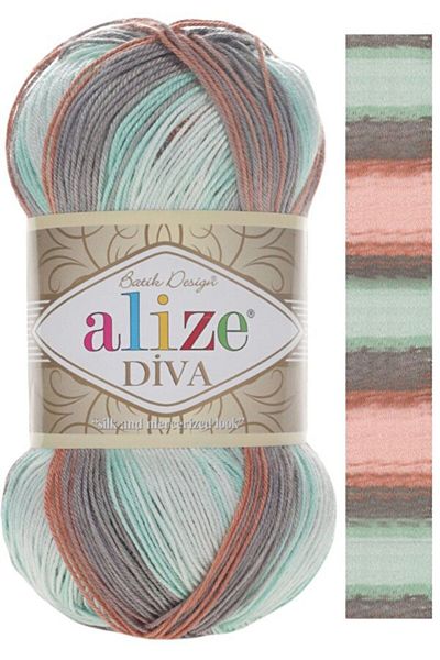 Alize 5 Pieces Diva Tie Dye Mercerized Thread Summer Bikini Bustier Blouse Knit Thread 5550