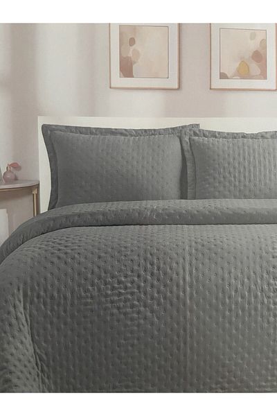 YGT Home Helena Gray Double Bed Set - Pillow with Flywheel 240X260