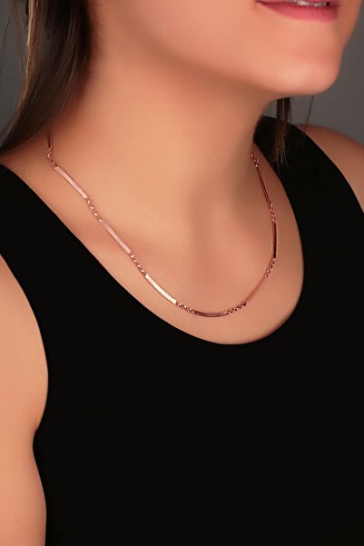 SUNSHINE 925 Ayar Rose Kaplamalı Italyan Zincir Gümüş Kolye