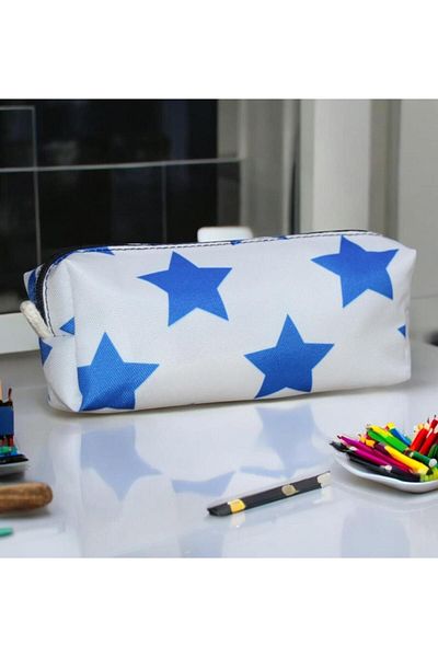 Nostaljik Lezzetler Blue Star Sweet Pen Holder - School Sweet - Makeup Bag White Background