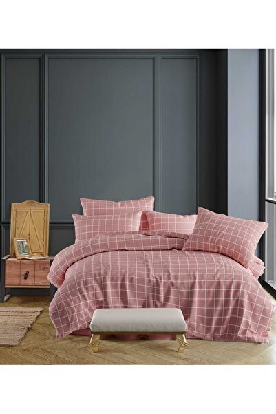 MORRİVAL طقم غطاء لحاف مفرد مربعات مع شرشف مطاطي، 120X200 مع شرشف مطاطي