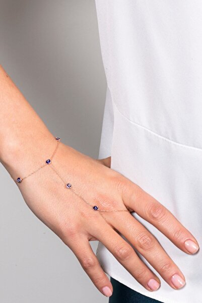 SUNSHINE 925 Ayar Rose Kaplamalı Laci Mineli Nazar Göz Gümüş Şahmeran