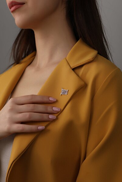 SUNSHINE 925 Ayar Taşlı Bayrak Tasarım Rozet