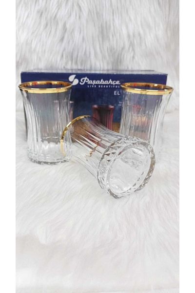 Paşabahçe 42901 Elysıa Gilded Set of 6 Tea Glasses
