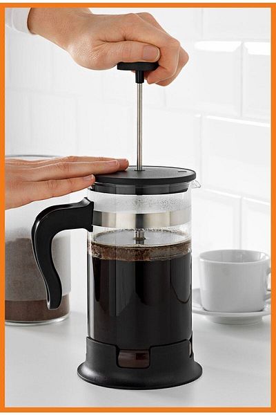 IKEA 1 Lt Black Glass-Stainless Steel French Press