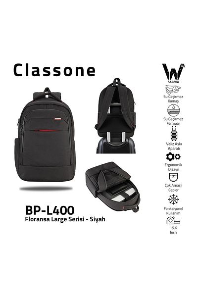 Classone Bp-l400 15.6 Inch Florence Wtxpro Waterproof Fabric Notebook Backpack Black