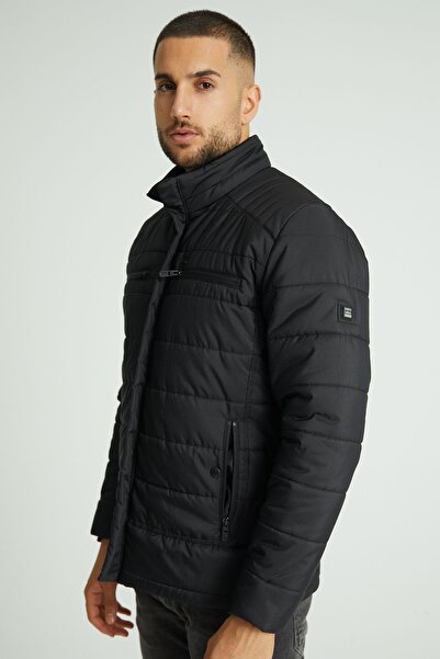 Wise Ανδρικό φουσκωτό αδιάβροχο παλτό με εσωτερική επένδυση με στάμπα γιακά